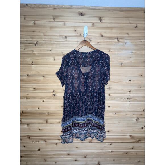 Anthropologie Top Womens 1X Blue Maeve Sheer Blouse Tunic - Picture 4 of 10